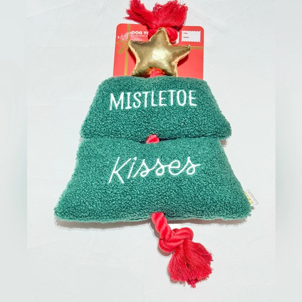 Woof and hallmark 2 dog toys -Christmas tree and mailbox. 2 Xmas bandanas